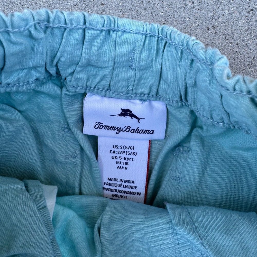 Tommy Bahama Boys Light Blue Chino Shorts‎ Elastic Waist Drawstring Size S 5/6 - Picture 2 of 5